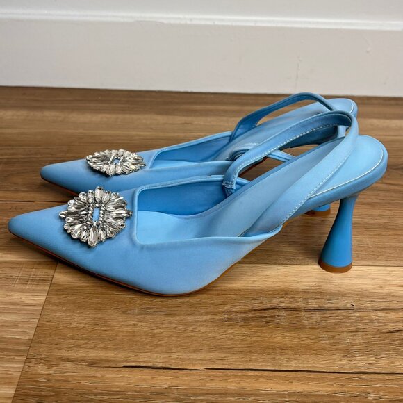 Pointed Toe Women's Shoes Shallow Diamond Shoes Low Heel Strappy Shoes Sandals - Picture 6 of 7